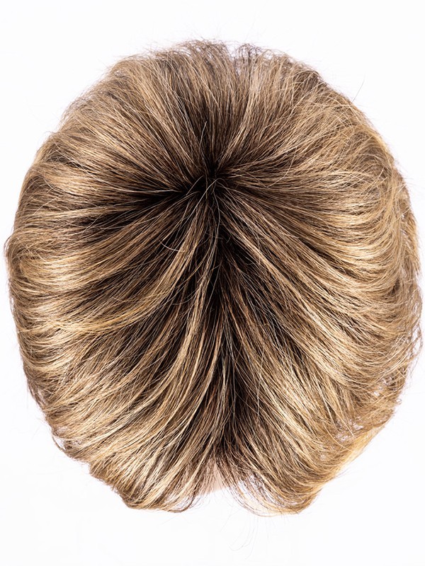 Perücke Club 10 rooted mix: Volumen hinten, dunkler Ansatzeffekt und gesträhntes Balayage, lässig-ungekämmter Stil