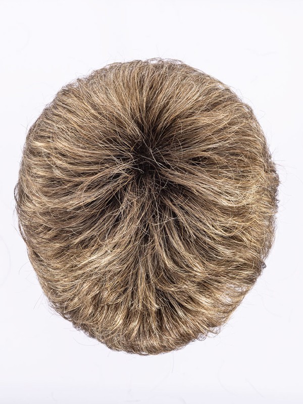 Kurze, gestufte und spitz zulaufende Perücke Foxy Small mit dunklem Ansatzeffekt und Balayage-Strähnen, für kleinen Kopfumfang 4