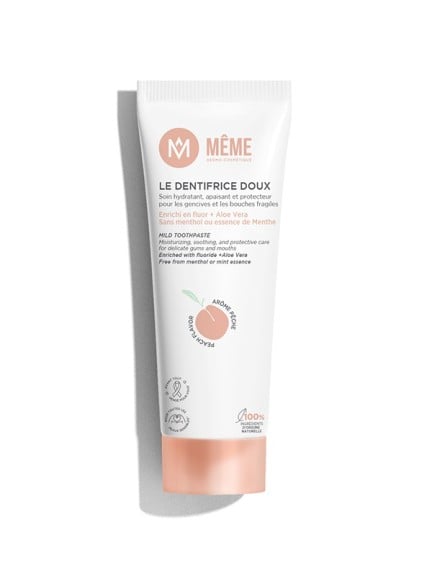 Sanfte Zahnpasta MÊME 75ml: 100% natürliches Gel ohne Menthol, für trockene Münder und empfindliches Zahnfleisch, mit Fluorid an