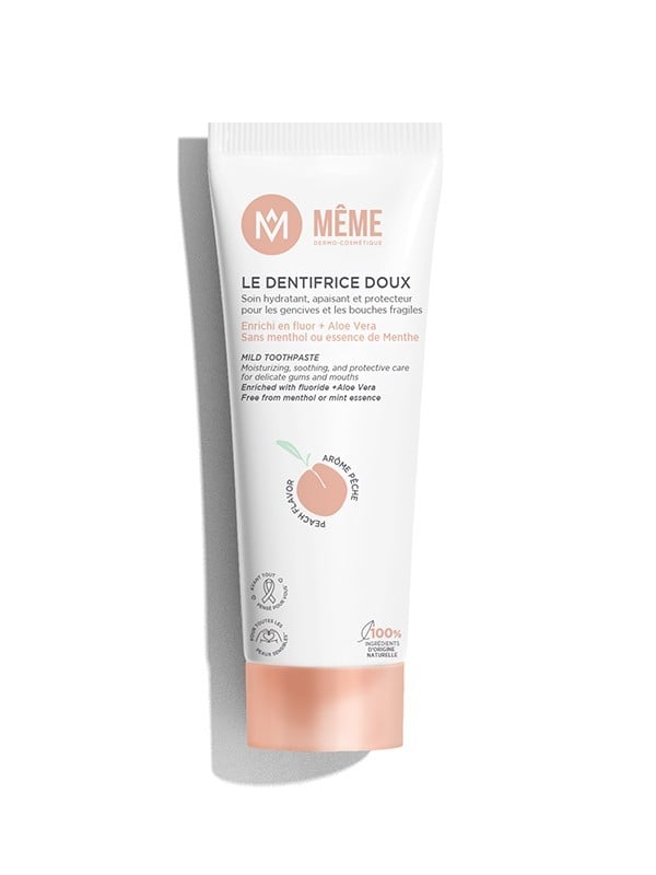 Sanfte Zahnpasta MÊME 75ml: 100% natürliches Gel ohne Menthol, für trockene Münder und empfindliches Zahnfleisch, mit Fluorid an