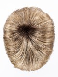 Kurze Gold-Perücke: sehr natürliches Ergebnis, sportlicher und dynamischer Stil, Rooted-Effekt (Ansatz) und Mix-Effekt (Balayage