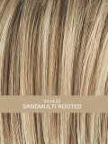 Kurze Gold-Perücke: sehr natürliches Ergebnis, sportlicher und dynamischer Stil, Rooted-Effekt (Ansatz) und Mix-Effekt (Balayage
