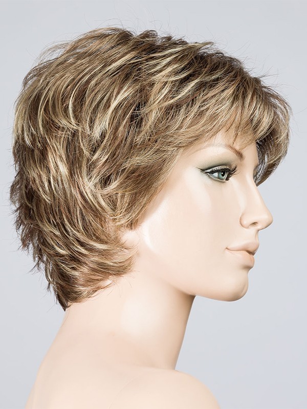 Perücke Keira: spitz zulaufende Spitzen, Volumen und Bewegung, Rooted-Effekt (Ansatz) oder Mix (Balayage) für einen natürlichen 