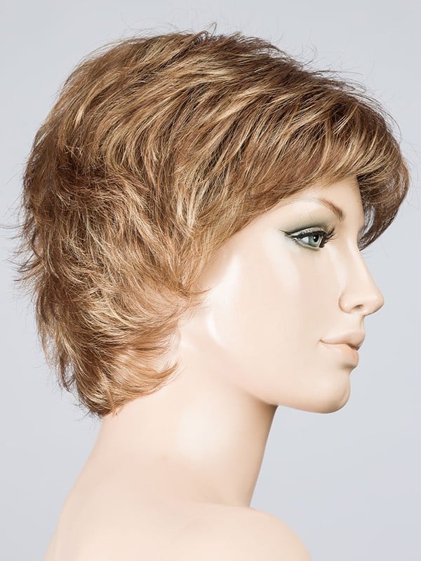 Perücke Keira: spitz zulaufende Spitzen, Volumen und Bewegung, Rooted-Effekt (Ansatz) oder Mix (Balayage) für einen natürlichen 