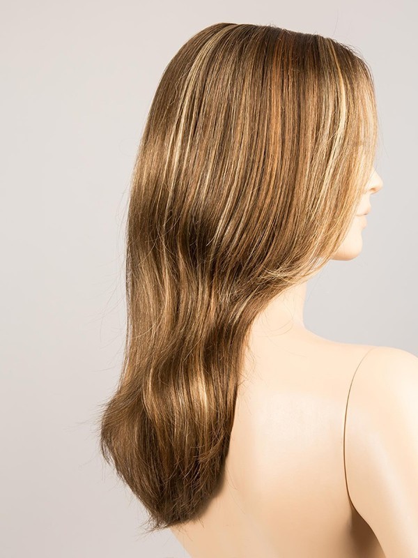 Perücke Mega Mono lang: Filmtüll-Verarbeitung, natürlicher Look, Optionen Rooted (dunkle Ansätze) oder Mix (Balayage-Strähnen).