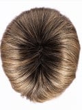 Perücke Sue Mono: klassischer Bob mit Pony, Ansatz-Effekt (rooted) und Balayage (mix), leichte synthetische Faser am r