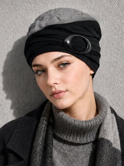 Turban Jules MM Paris aus Bambusfaser, plissiert, leicht und bequem in Gris Denim