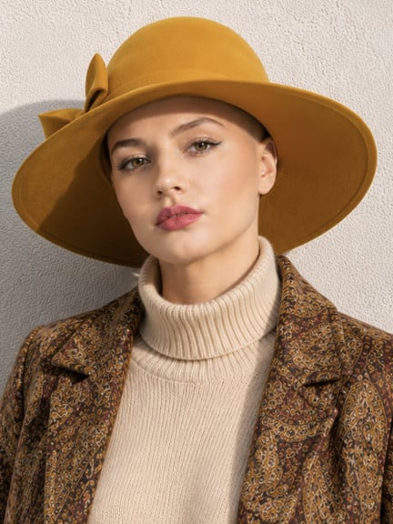 Hut Joséphine MM Paris aus Wolle in Bordeaux, Senf oder Schwarz, elegant und angenehm zu tragen