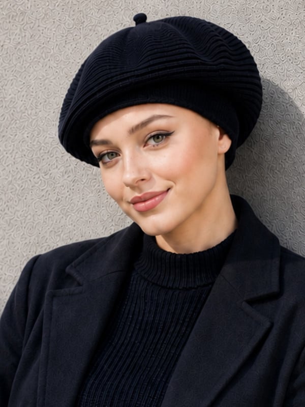 Baskenmütze Luc MM Paris in Taupe, Marine, Bordeaux, Schwarz oder Puderrosa
