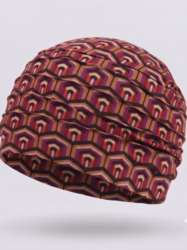 Turban Lora Volume Gisela Mayer im Retro-Print mit Falten und Volumeneffekt, weiches Futter aus Bambusviskose