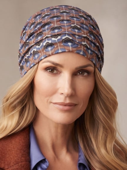 Turban Lora Volume Gisela Mayer im Retro-Print mit Falten und Volumeneffekt, weiches Futter aus Bambusviskose
