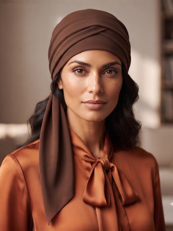Turban-Set Lena Volume Uni Gisela Mayer, zweiteilige Kopfbedeckung in Uni-Farbe mit natürlichem Volumen und schlichtem Stil.