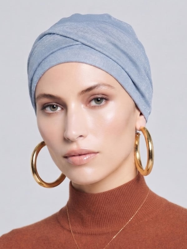 Turban Set Iva Gisela Mayer 2-in-1-Mütze mit schimmerndem Stirnband, bequem und atmungsaktiv, Einheitsgröße, mehrere Farben