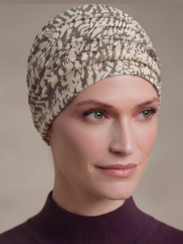 Turban Florida Printed Gisela Mayer, leicht und weich plissiert aus Bambusfaser, femininer Print für optimalen Komfort im Alltag