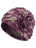 Turban Anna Printed Gisela Mayer mit Print und dekorativer Blüte, weich und atmungsaktiv aus Bambus/Viskose für täglichen Komfor
