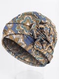 Turban Anna Printed Gisela Mayer mit Print und dekorativer Blüte, weich und atmungsaktiv aus Bambus/Viskose für täglichen Komfor