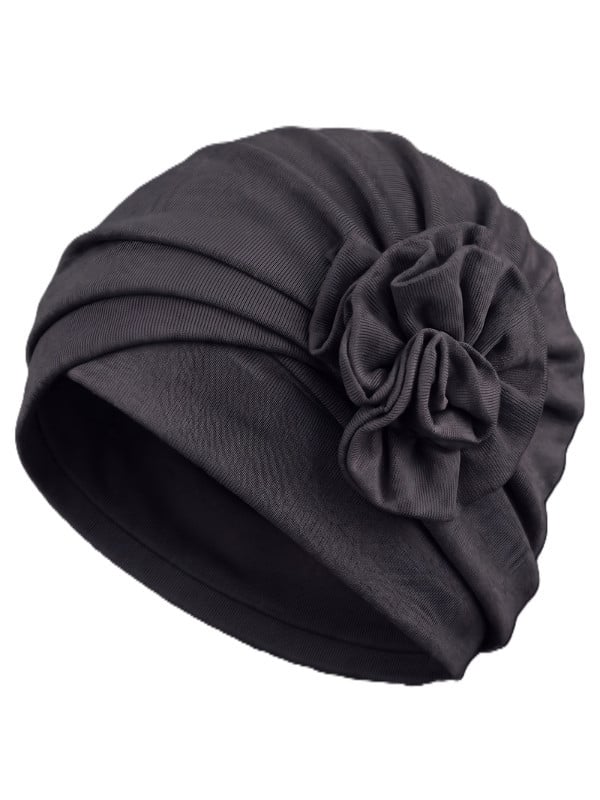 Turban Anna von Gisela Mayer aus Viskose mit dekorativer Blume, klassischer, bequemer und femininer Turban zum einfachen Überzie