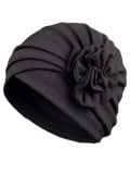 Turban Anna von Gisela Mayer aus Viskose mit dekorativer Blume, klassischer, bequemer und femininer Turban zum einfachen Überzie