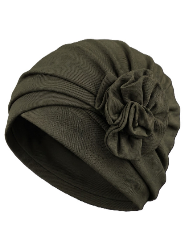Turban Anna von Gisela Mayer aus Viskose mit dekorativer Blume, klassischer, bequemer und femininer Turban zum einfachen Überzie