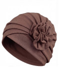 Turban Anna von Gisela Mayer aus Viskose mit dekorativer Blume, klassischer, bequemer und femininer Turban zum einfachen Überzie