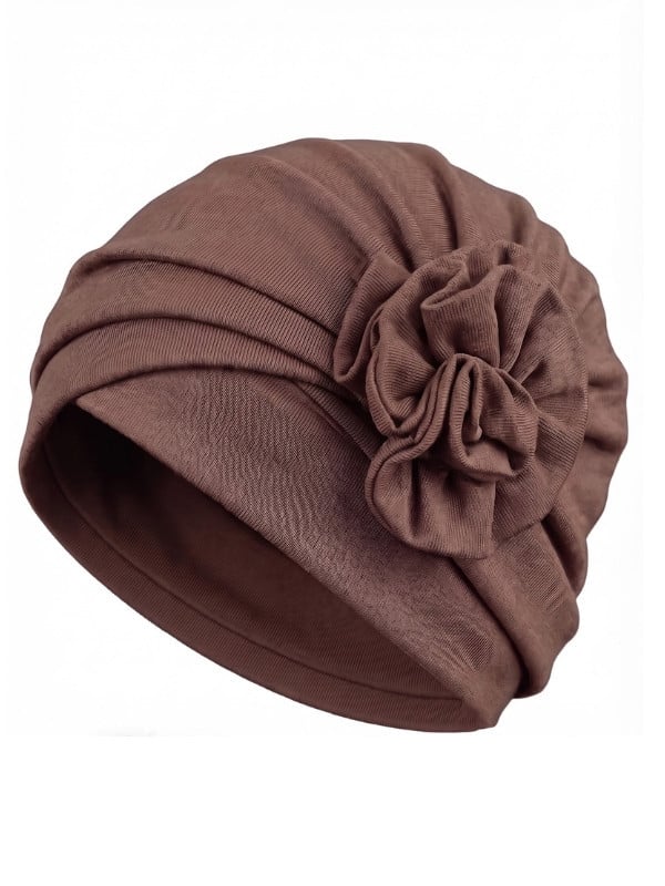 Turban Anna von Gisela Mayer aus Viskose mit dekorativer Blume, klassischer, bequemer und femininer Turban zum einfachen Überzie