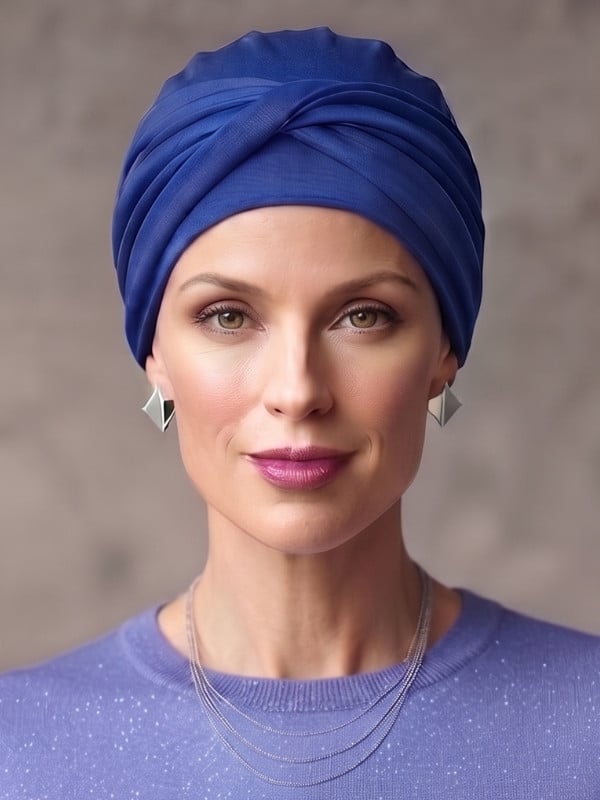 Bindeturban Malou von Gisela Mayer aus weichem und atmungsaktivem Modal, den ganzen Tag über komfortabel für empfindliche Kopfha
