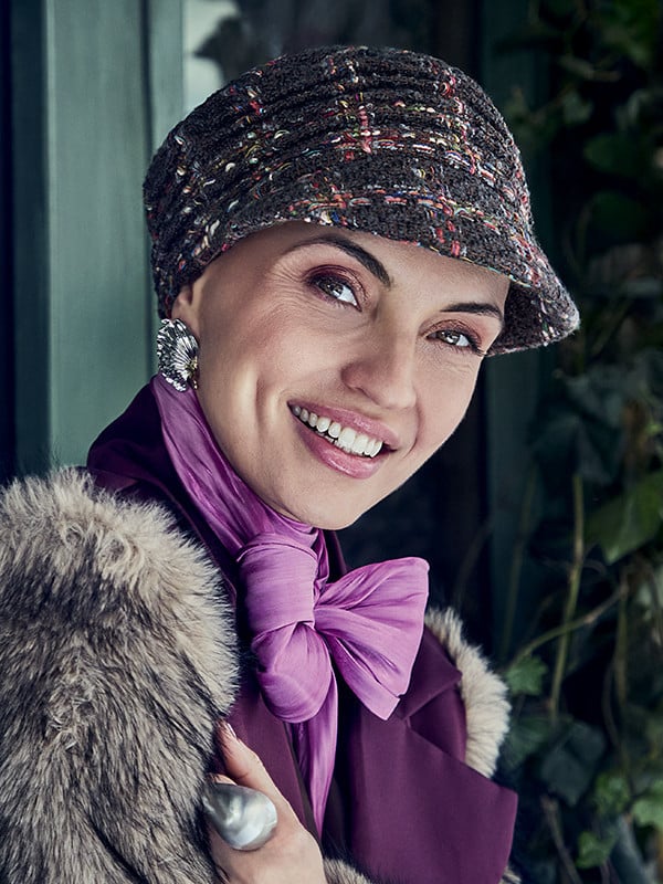Boho Spirit Christine Headwear Kappe, Boho-Hut für Herbst/Winter mit breitem Schirm, bequemem Baumwollfutter, Farbe Coc