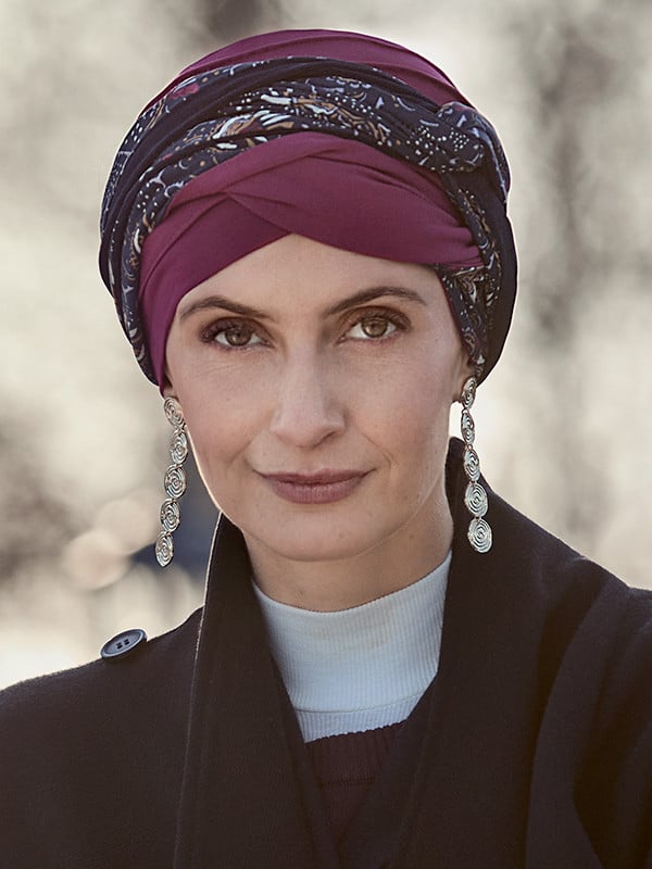 Noya-Haarband von Christine Headwear aus Bambus, über einem Turban oder direkt auf dem Haar tragbar