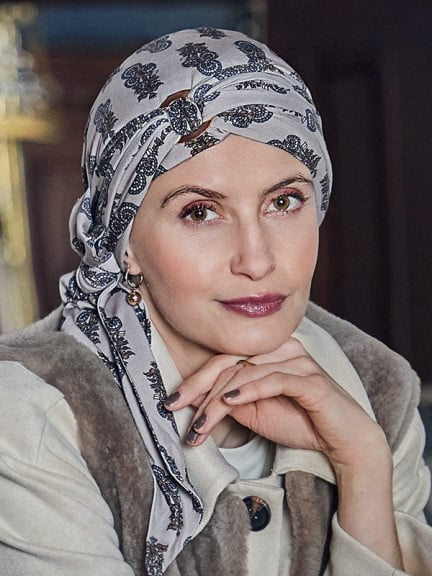 Croisière-Turban von Christine Headwear aus Bambus, zum Binden, in der Farbe Winterblume