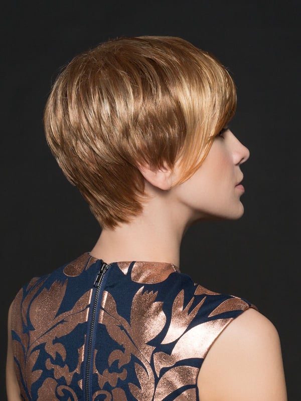 Perücke Point: asymmetrischer Kurzhaarschnitt mit langem Pony, natürlicher Look, mehrere Farben erhältlich (rooted/mix).