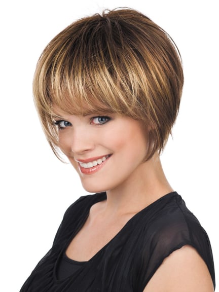 Catwalk A Light Mono Lace Large Perücke abfallender Bob langer Pony und natürliches Volumen