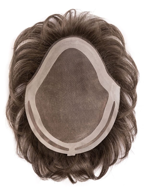 Herren-Toupet Jason mit ausgeprägtem Scheitel, hitzebeständige synthetische Faser (160 °C), Länge 10–12 cm